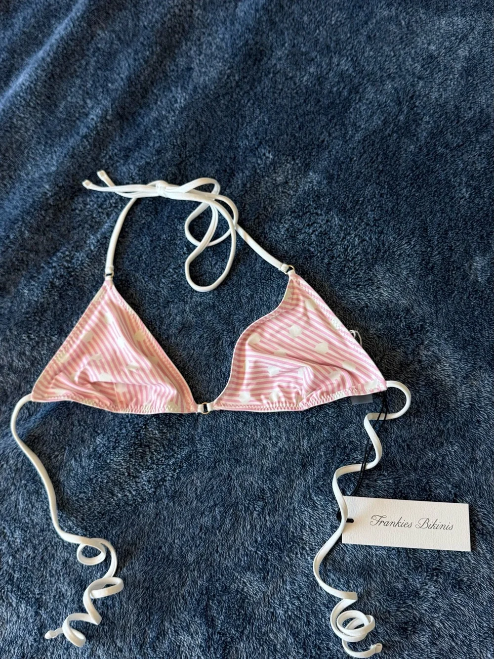 NWT Frankies Bikinis Pink Striped & Floral Triangle Bikini in Sprinkles👙🧁🌸🩷🤍
